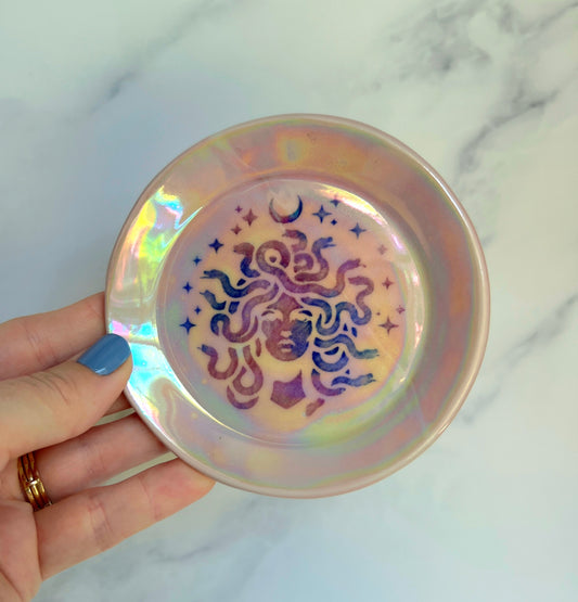 Medusa Dish Round Iridescent Altar Ring Jewelry Tray