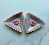 2 Piece Set -Daisy Flower Triangle Dish Altar Ring Jewelry Tray