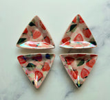 4 Piece Set - Strawberry Triangle Dish Iridescent Altar Ring Jewelry Tray
