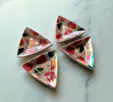 4 Piece Set - Strawberry Triangle Dish Iridescent Altar Ring Jewelry Tray