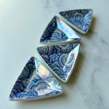 4 Piece Set - Cloud Triangle Dish Iridescent Altar Ring Jewelry Tray