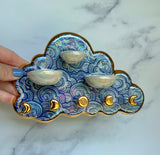 3 Dish Cloud Jewelry Wall Hanging Necklace Display with Ring Dishes #2