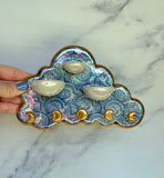 Very Slightly IMPERFECT 3 Dish Cloud Jewelry Wall Hanging Necklace Display with Ring Dishes #3