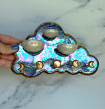 Very Slightly IMPERFECT 3 Dish Cloud Jewelry Wall Hanging Necklace Display with Ring Dishes #3