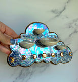 4 Dish Cloud Jewelry Wall Hanging Necklace Display with Ring Dishes