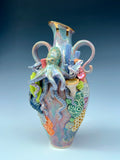 Octopus Coral Reef Vase with Quartz Crystals