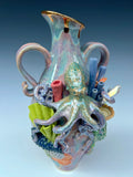Octopus Coral Reef Vase with Quartz Crystals