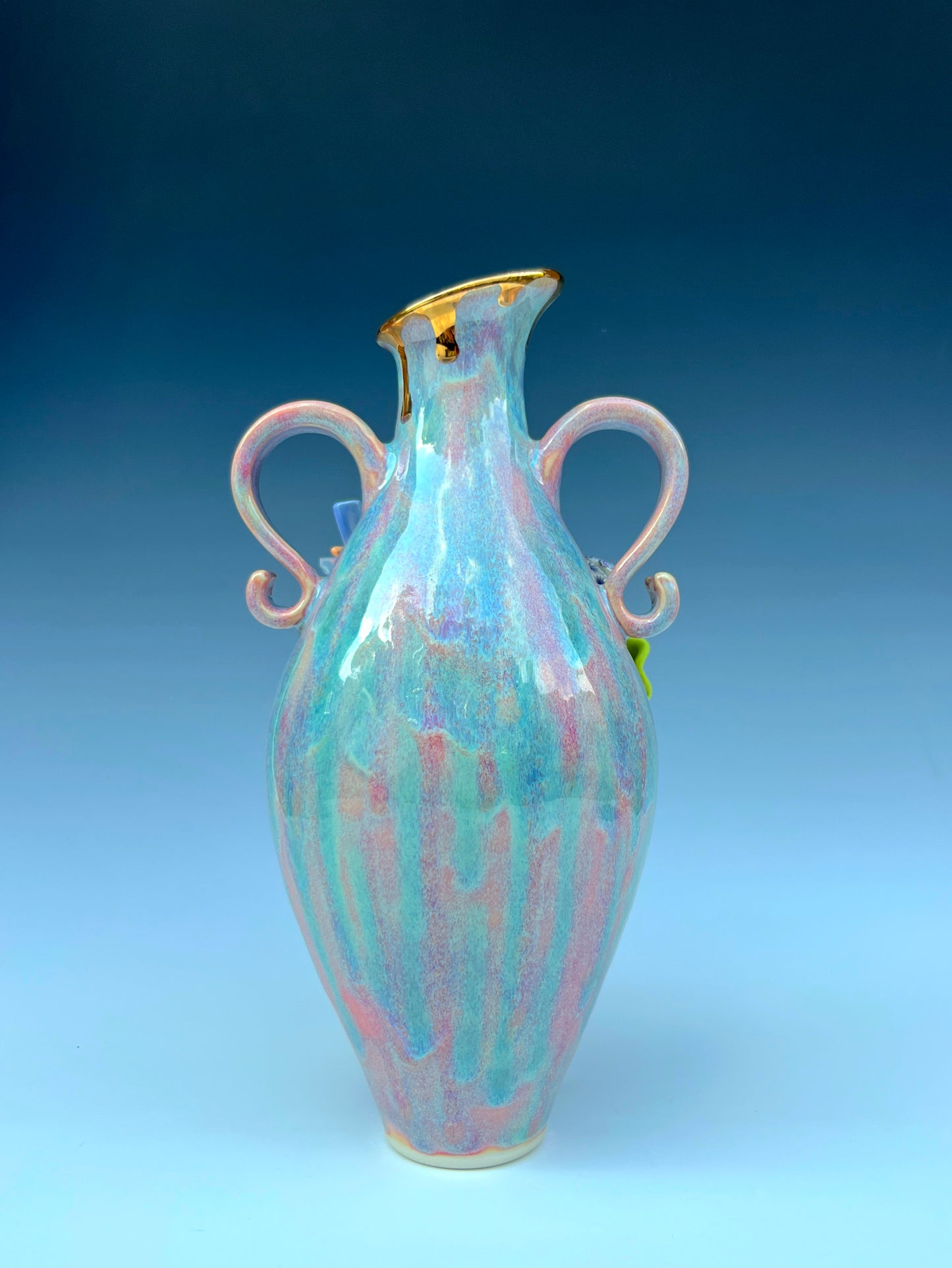 Octopus Reef Vase with Quartz Crystals