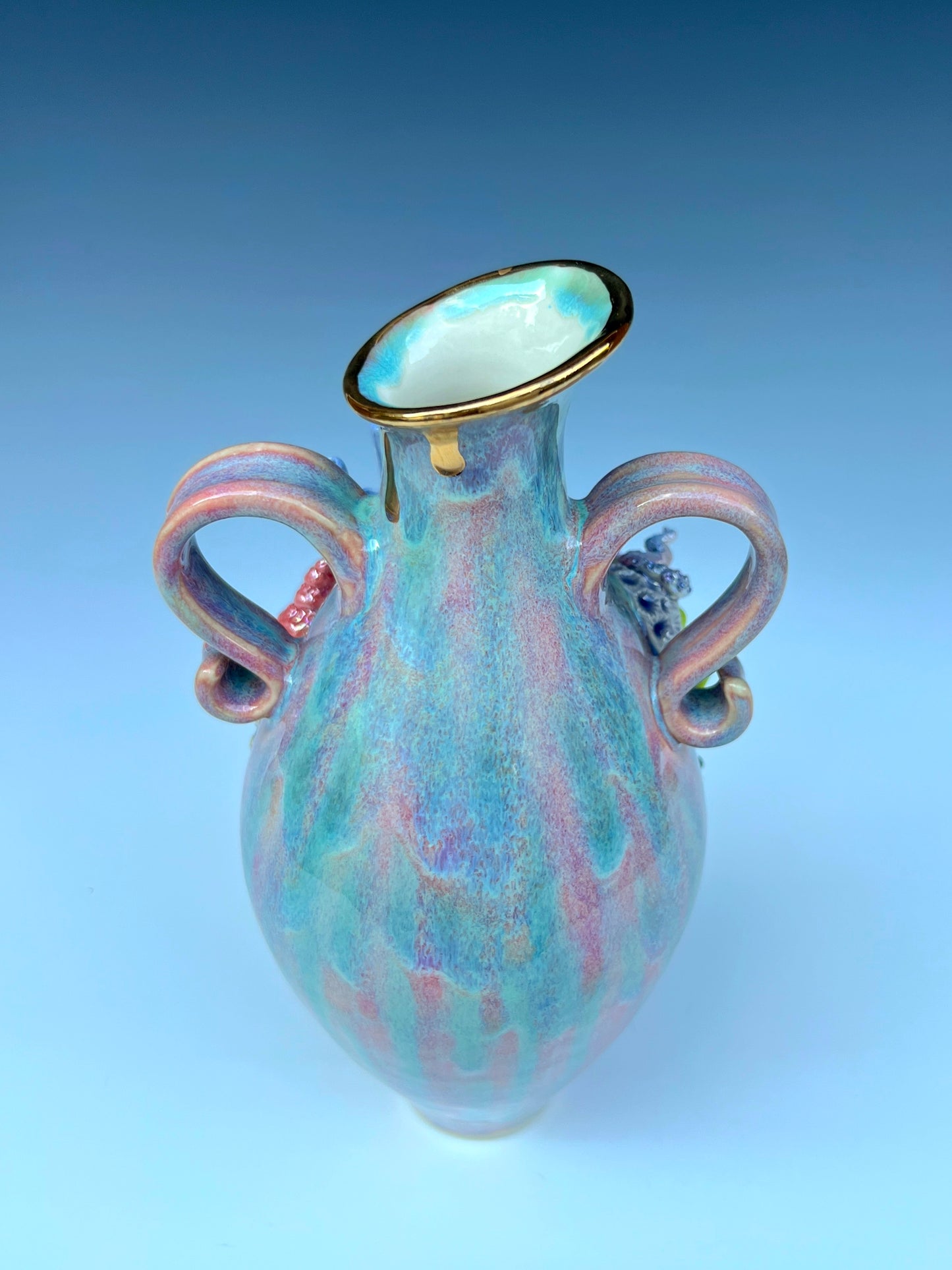 Octopus Reef Vase with Quartz Crystals