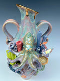 Octopus Coral Reef Vase with Quartz Crystals