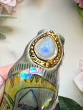 Moonstone Crystal Pipe with Mushroom Goddess Porcelain Ceramic Smoking Pipe