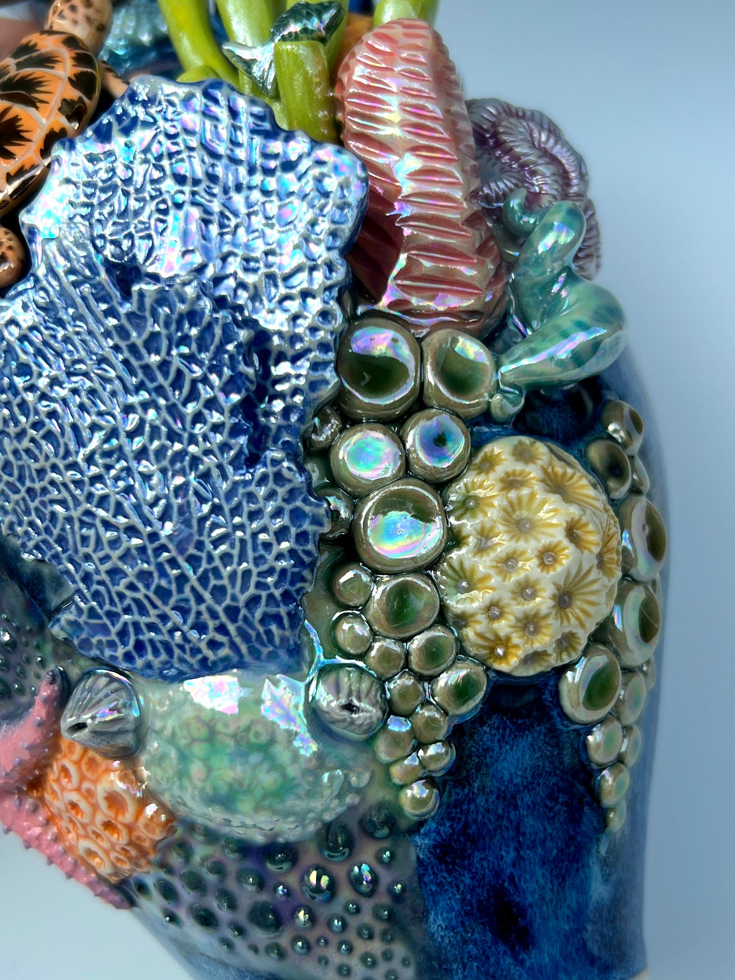 Sea Turtle Reef Vase with Abalone