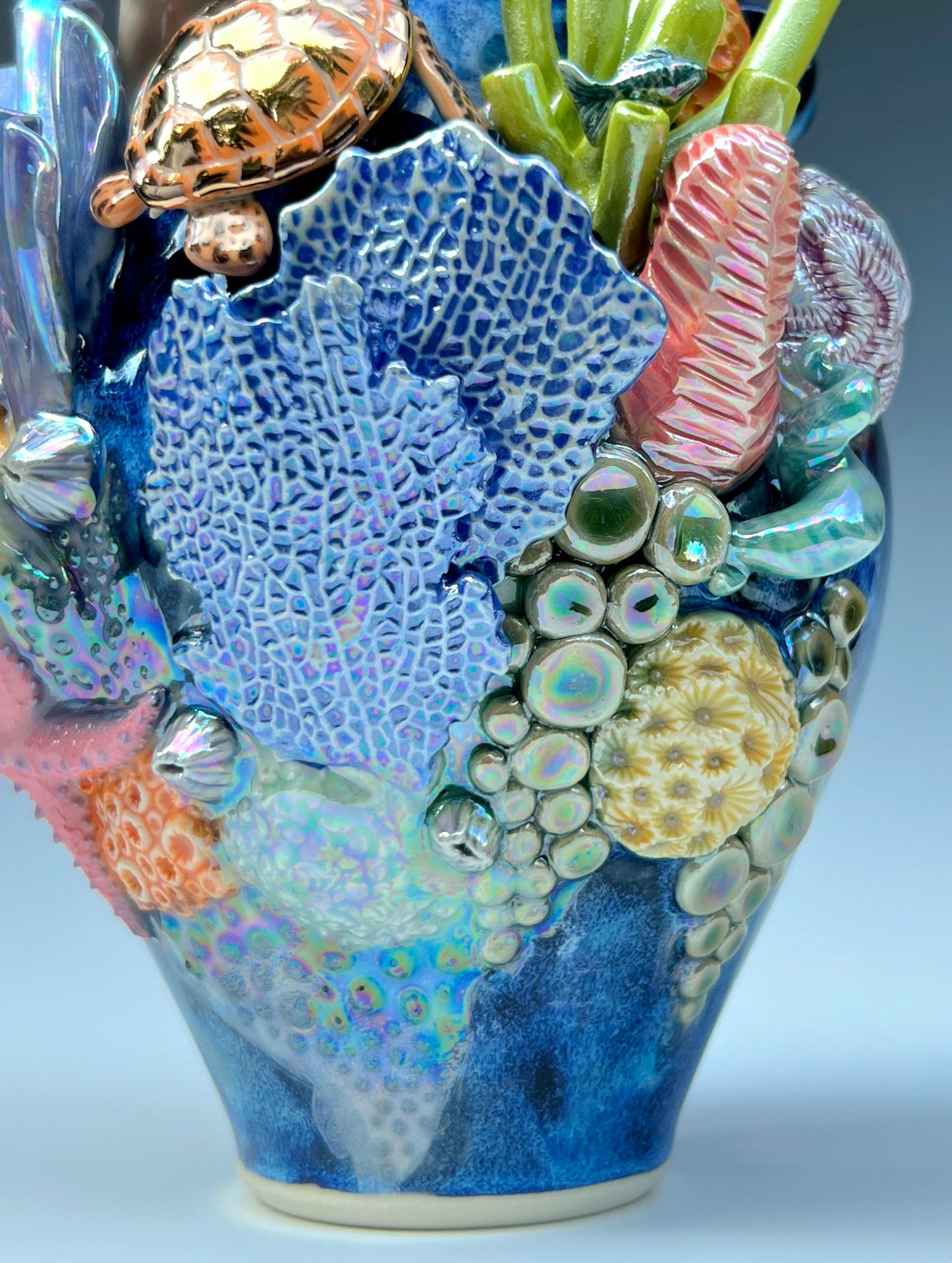 Sea Turtle Reef Vase with Abalone