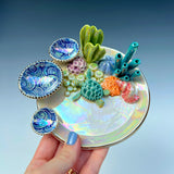 Sea Turtle Coral Reef Dish with Mini Bowls Iridescent Altar Ring Jewelry Tray 2