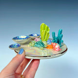 Sea Turtle Coral Reef Dish with Mini Bowls Iridescent Altar Ring Jewelry Tray 2
