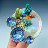 Sea Turtle Coral Reef Dish with Mini Bowls Iridescent Altar Ring Jewelry Tray 2