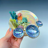 Sea Turtle Coral Reef Dish with Mini Bowls Iridescent Altar Ring Jewelry Tray 2