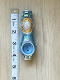Mini Moonstone Pipe Witchy Mushroom Blue Porcelain Ceramic Smoking Pipe