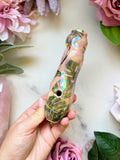 Rose Quartz Heart Pipe Luna Moth Monstera Leaf Ceramic Porcelain Smoking Pipe