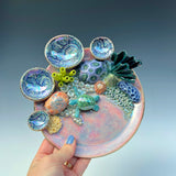 Sea Turtle Coral Reef Dish with Mini Bowls Iridescent Altar Ring Jewelry Tray Opal