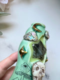 Star Labradorite Pipe with Dreamy Sky Skull with Snake and Mushrooms Porcelain Smoking Pipe