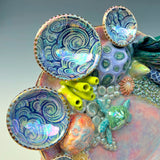 Sea Turtle Coral Reef Dish with Mini Bowls Iridescent Altar Ring Jewelry Tray Opal