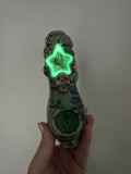 Star Labradorite Pipe with Dreamy Sky Skull with Snake and Mushrooms Porcelain Smoking Pipe