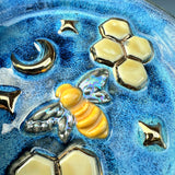 Honey Bee Dish Round Iridescent Altar Gold Star Jewelry Tray 2
