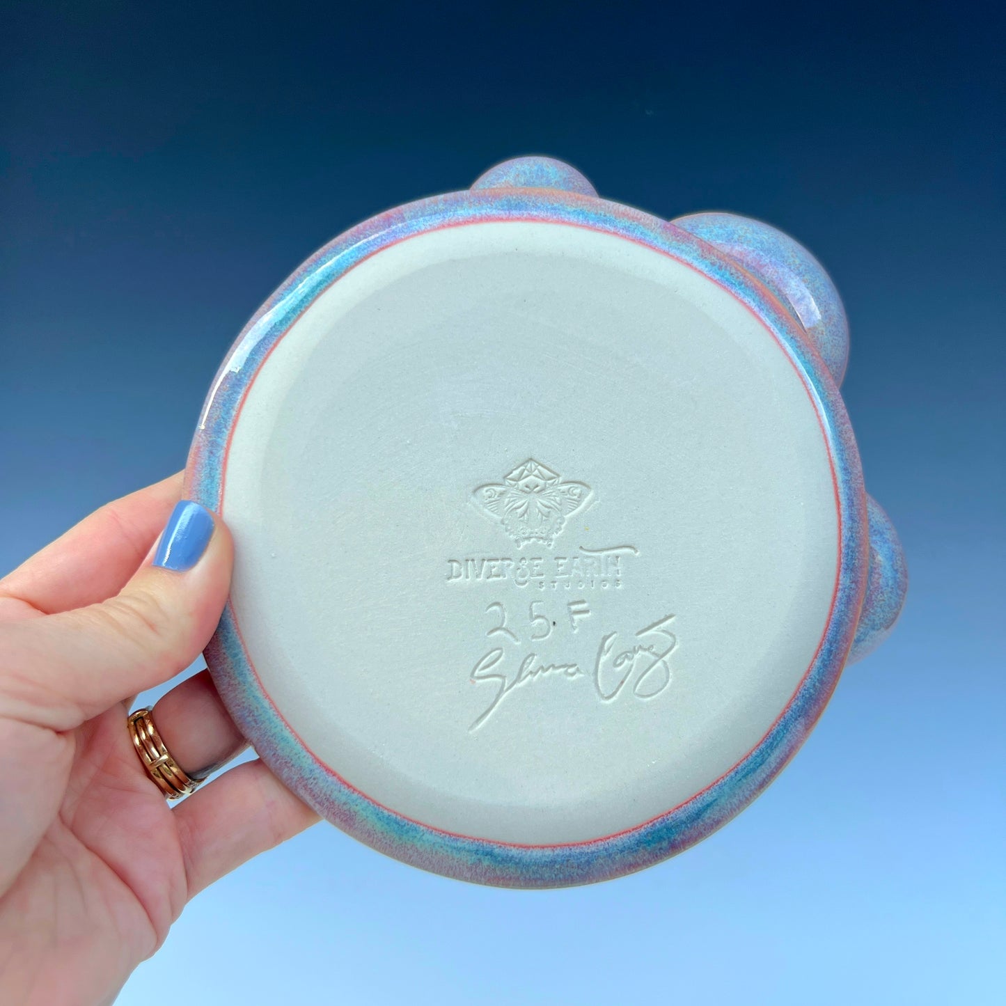 Luna Moth Dish Round Iridescent Altar Gold Star Jewelry Tray 3 Dish