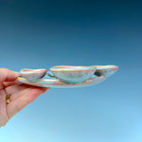 Luna Moth Dish Round Iridescent Altar Gold Star Jewelry Tray 3 Dish