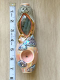 Labradorite Pipe with Owl and Dreamy Pink Sky Porcelain Smoking Pipe