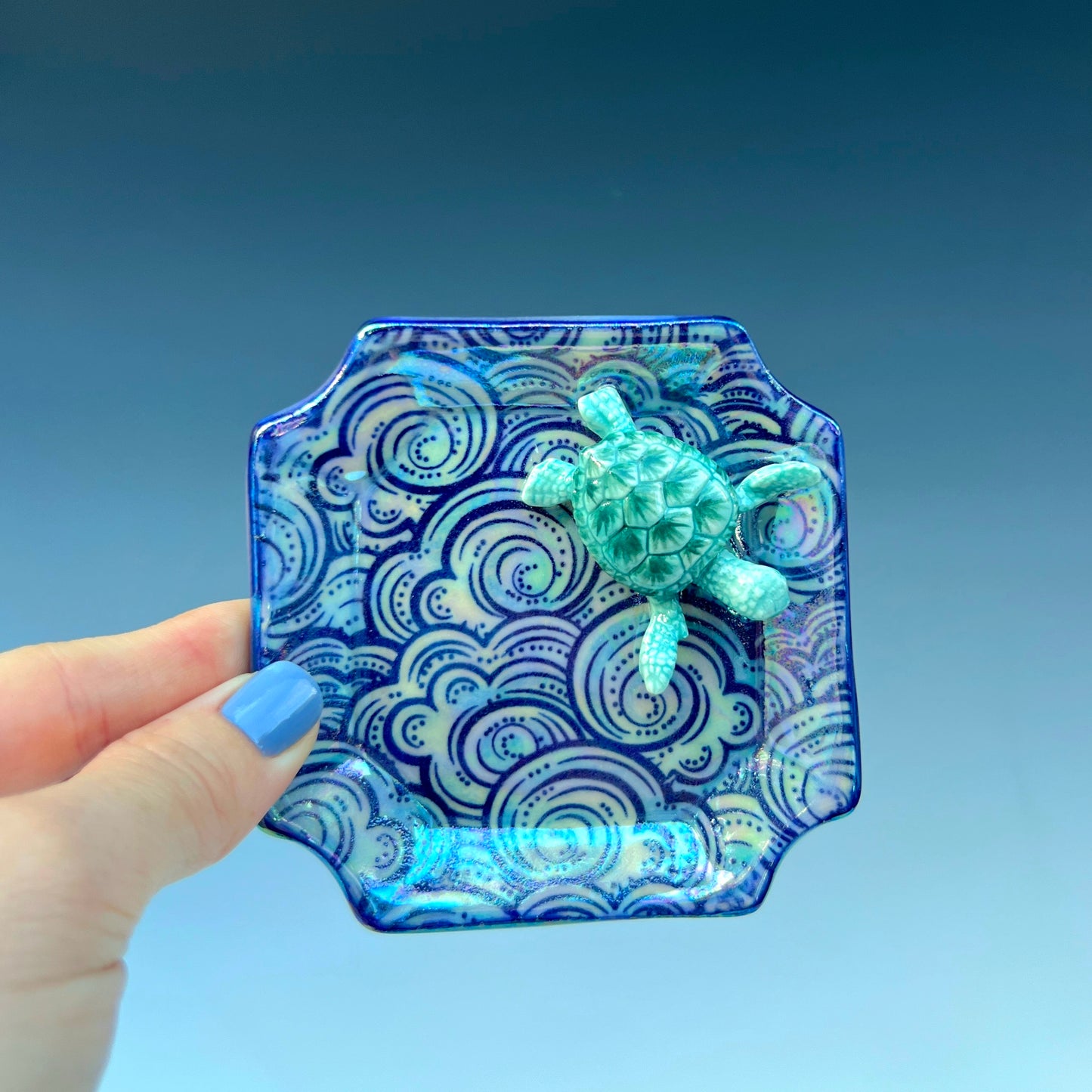 Turtle Cloud Iridescent Altar Ring Jewelry Tray