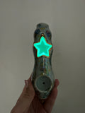 Opalite Star Pipe with Ice Cream and Monstera Leaves Porcelain Smoking Pipe