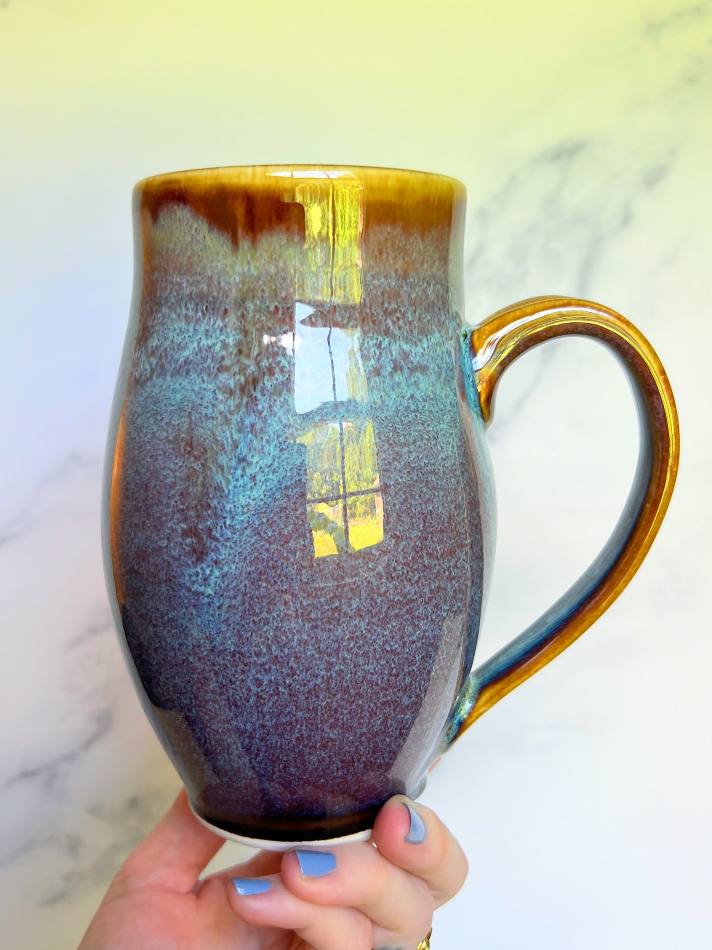 Labradorite Crystal Mug, Art Deco Moon Coffee Mug, Pottery Mug,  Hand made Mug