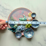 Sea Turtle Coral Reef Dish with Mini Bowls Iridescent Altar Ring Jewelry Tray Opal