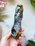 Mystic Quartz Pipe  Mushroom Goddess Waterfall Glaze Porcelain Ceramic Smoking Pipe