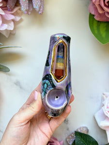 Rainbow Crystal Pipe Chakra Mushroom and Snake Porcelain Smoking Pipe