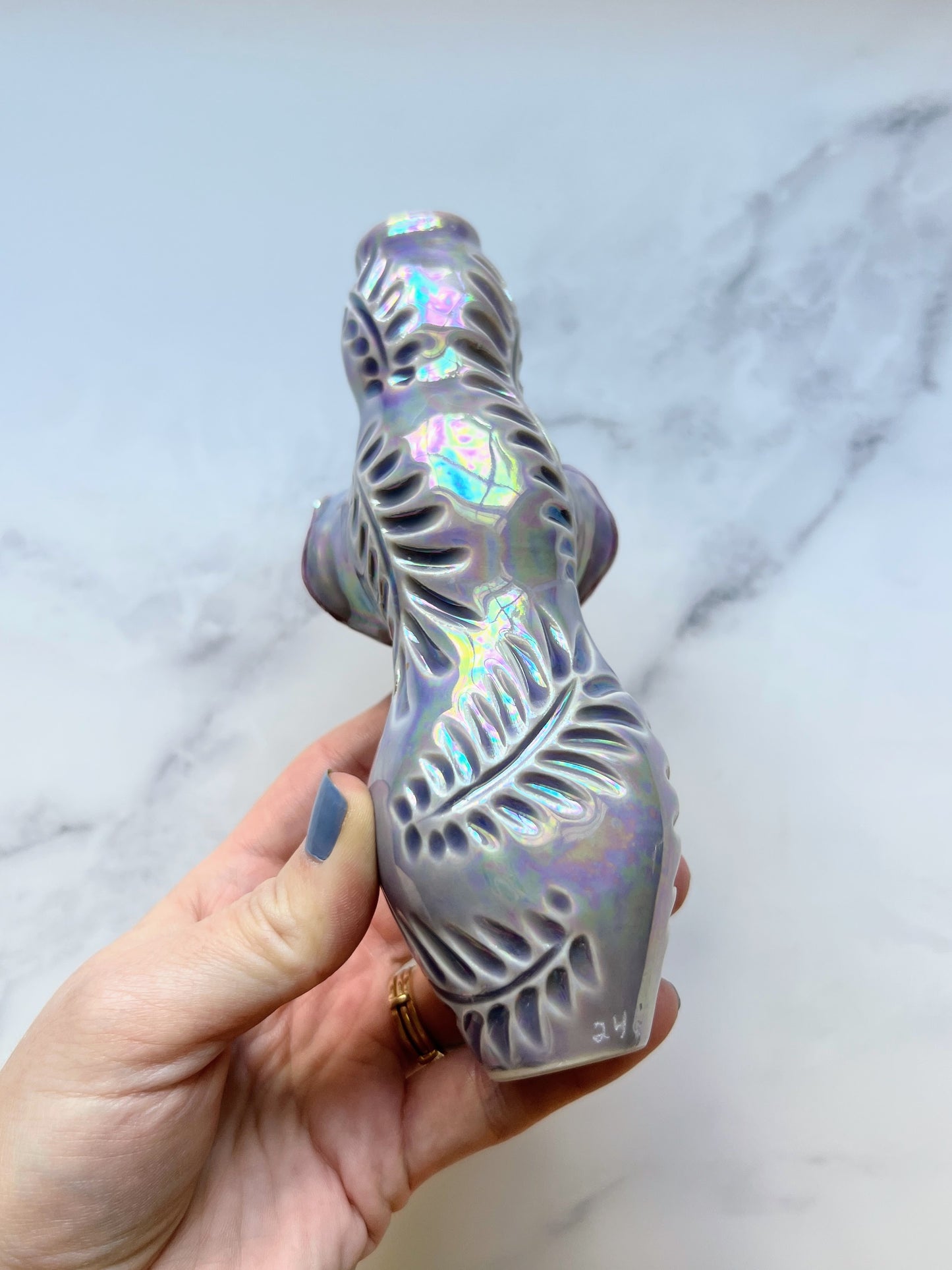 Aura Spirit Quartz Pipe with Rainbow Elephant Crystal Porcelain Ceramic Smoking Pipe