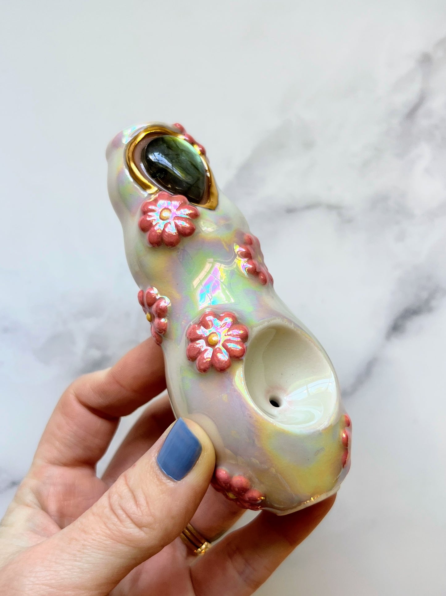 Labradorite Daisy Pipe Porcelain smoking Pipe Ceramic Pipe