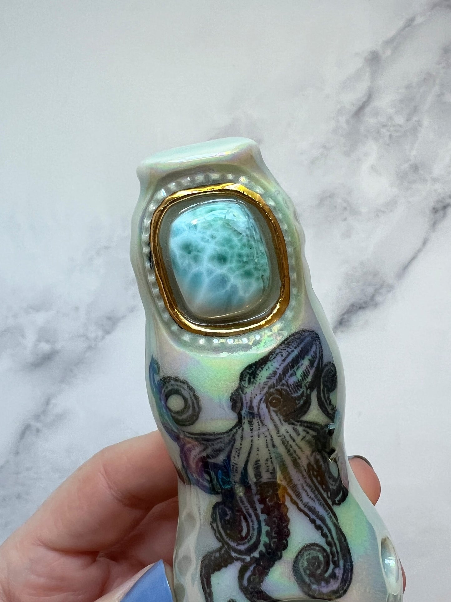 Larimar Octopus Pipe Porcelain Ceramic Smoking Pipe