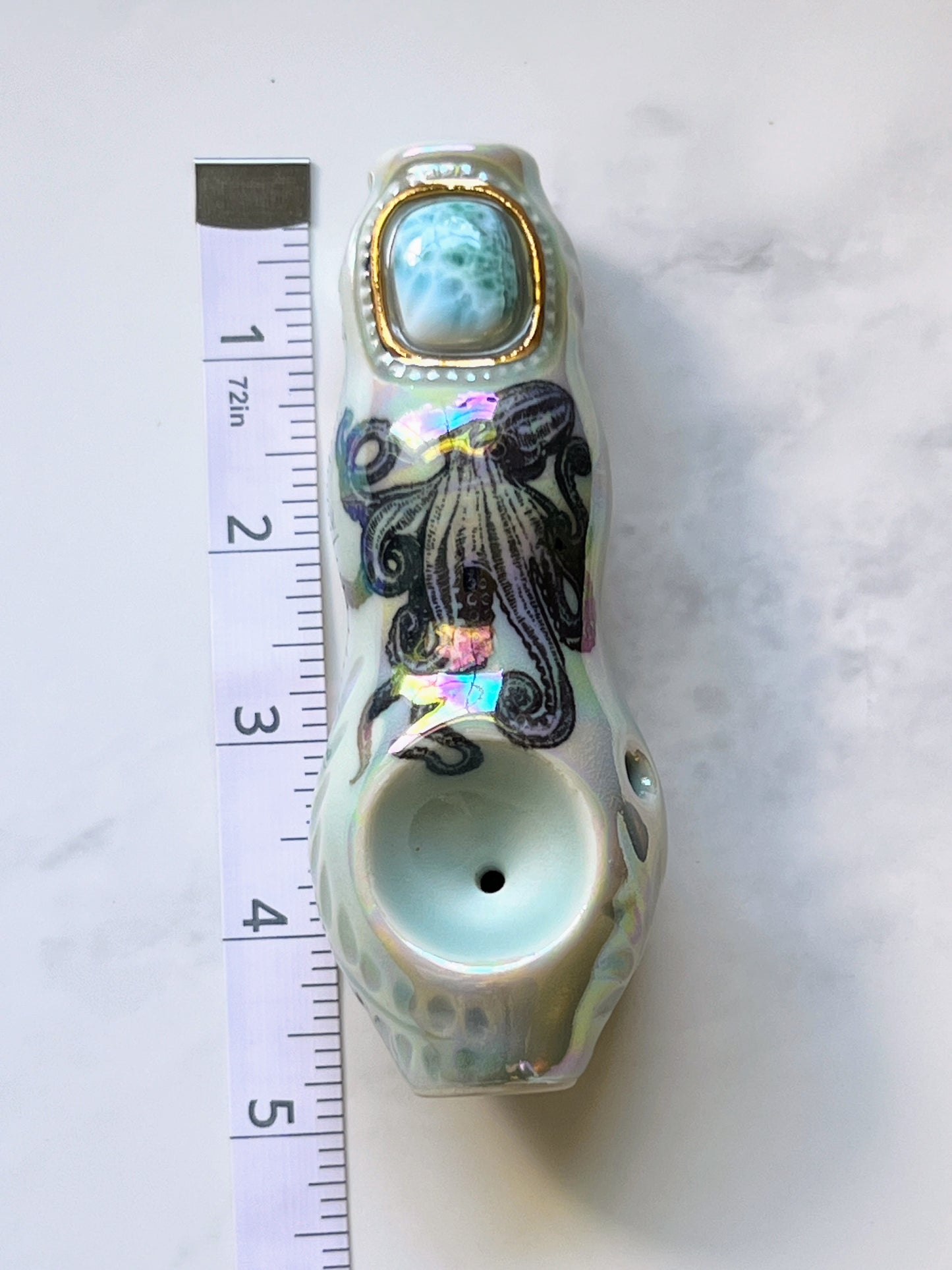 Larimar Octopus Pipe Porcelain Ceramic Smoking Pipe