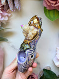 Angel Aura Spirit Quartz Pipe Opal Butterfly Triple Moon Crystal Porcelain Ceramic Smoking Pipe