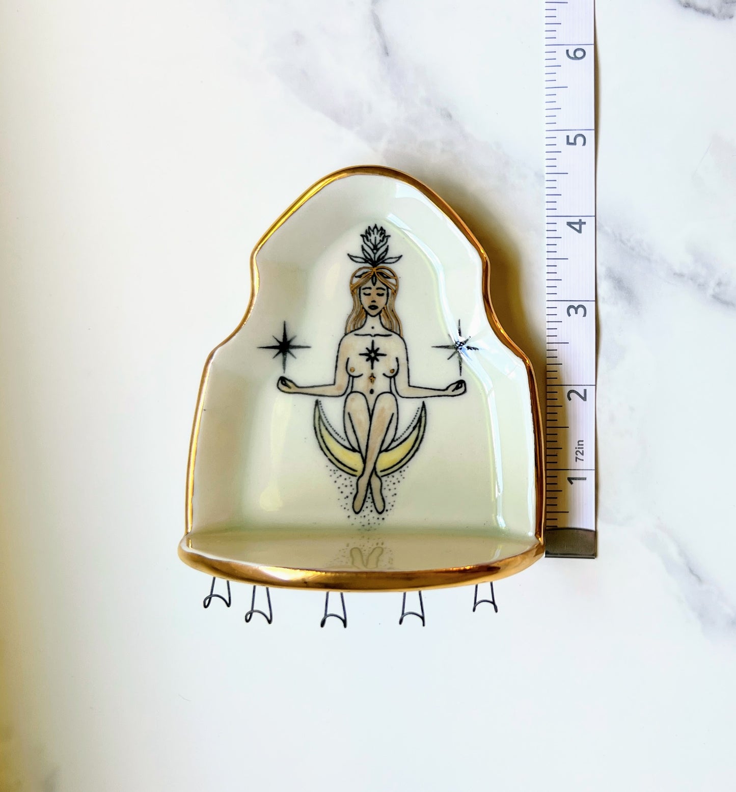 Moon Goddess Wall Hanging Shelf, Jewelry Hanger, Alter Arch Shelf