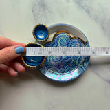 2 Dish Cloud Tray, Iridescent Altar Ring Jewelry Tray Blue Dishes F