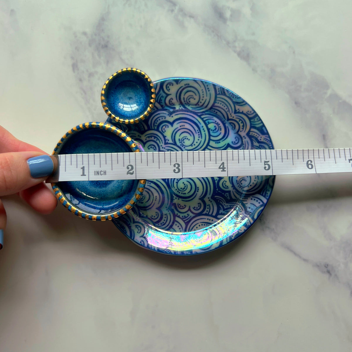 Cloud Dish Iridescent Altar Ring Jewelry Tray 2 lil Dishes A
