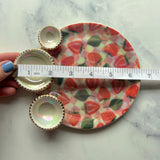3 Dish Strawberry Tray, Iridescent Altar Ring Jewelry Dish