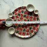 Big Strawberry Tray, Iridescent Altar Ring Jewelry 5 Dish