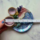Sea Turtle Coral Reef Dish with 2 Mini Bowls Iridescent Cloud Altar Ring Jewelry Tray B
