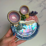 Sea Turtle Coral Reef Dish with 2 Mini Bowls Iridescent Cloud Altar Ring Jewelry Tray B