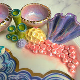 Sea Turtle Coral Reef Dish with 2 Mini Bowls Iridescent Cloud Altar Ring Jewelry Tray B